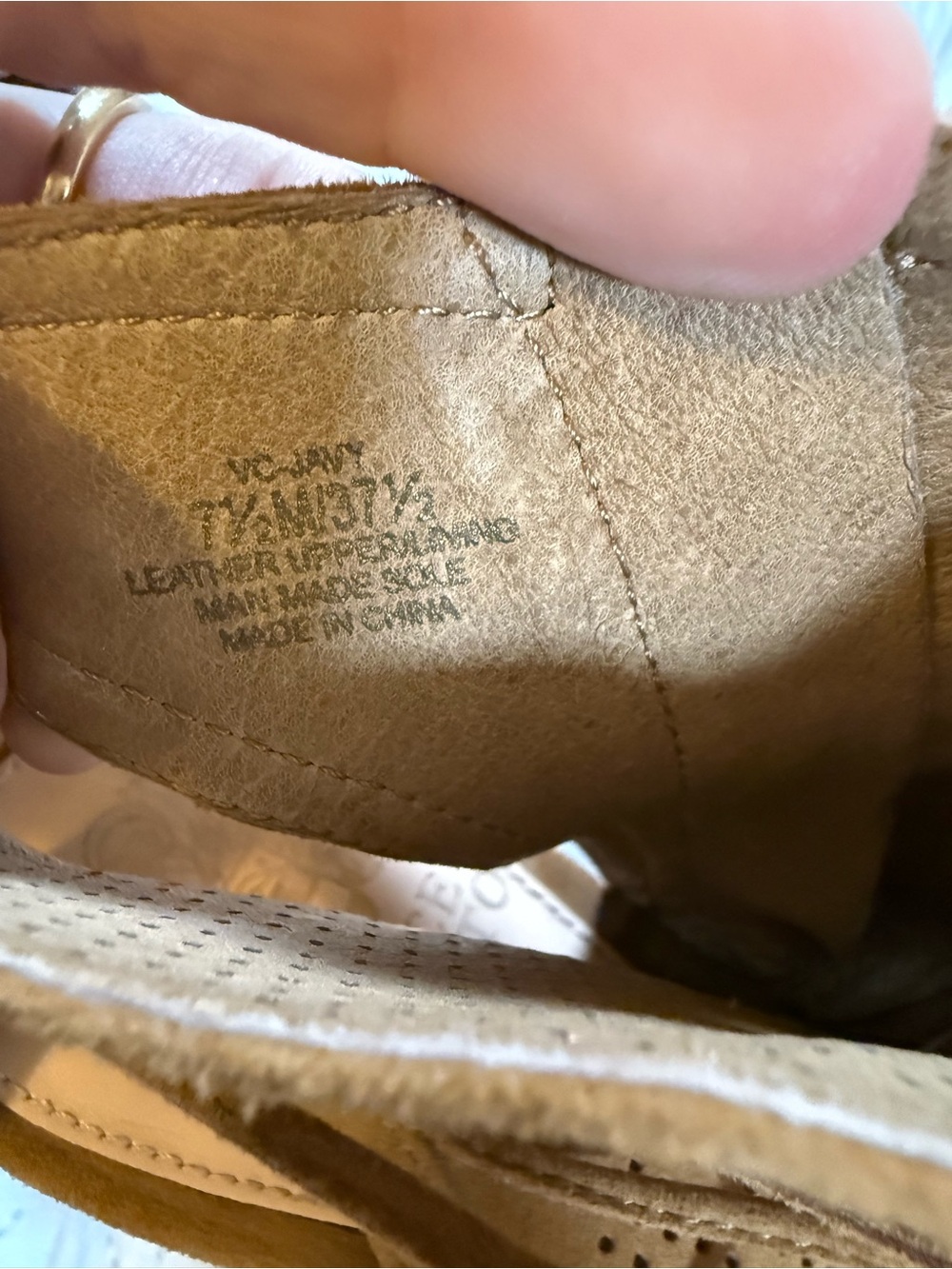 Vince Camuto Tan Perforated Suede Lace-Up Wedge Sandals - Picture 8 of 13